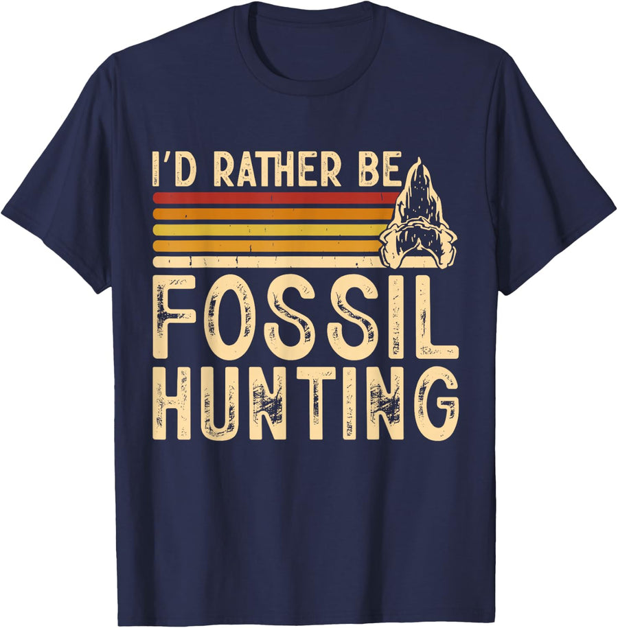I'd Rather Be Fossil Hunting T-Shirt - Navy Blue