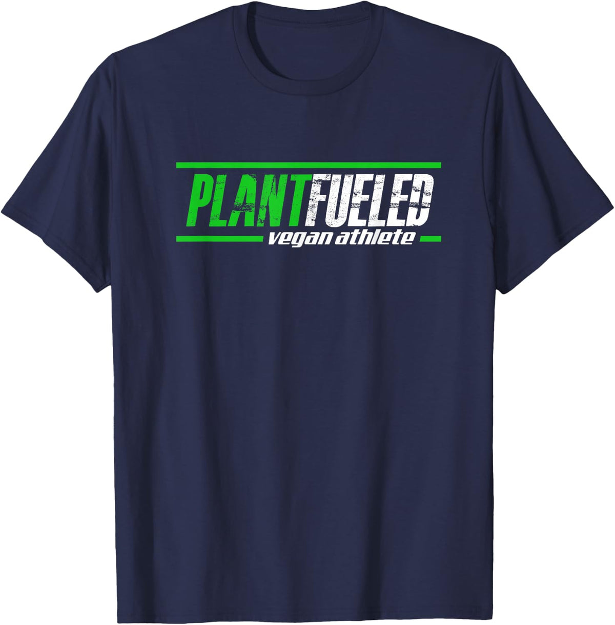 Fitness Gym Workout Plant Fueled Vegan Athlete T-Shirt - Navy Blue