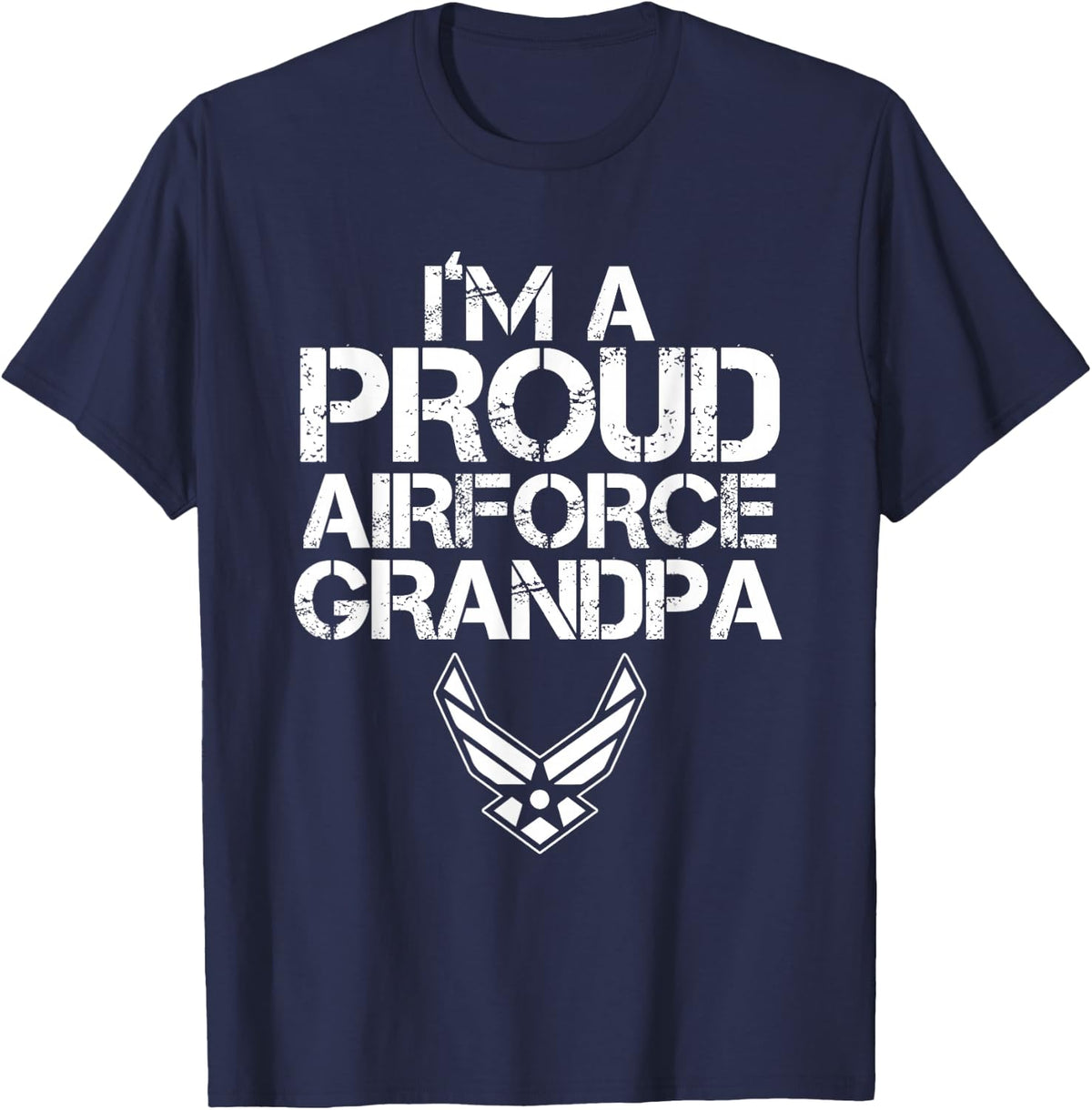 Proud Airforce Grandpa Grandfather Veteran's Day 4th July T-Shirt - Navy Blue