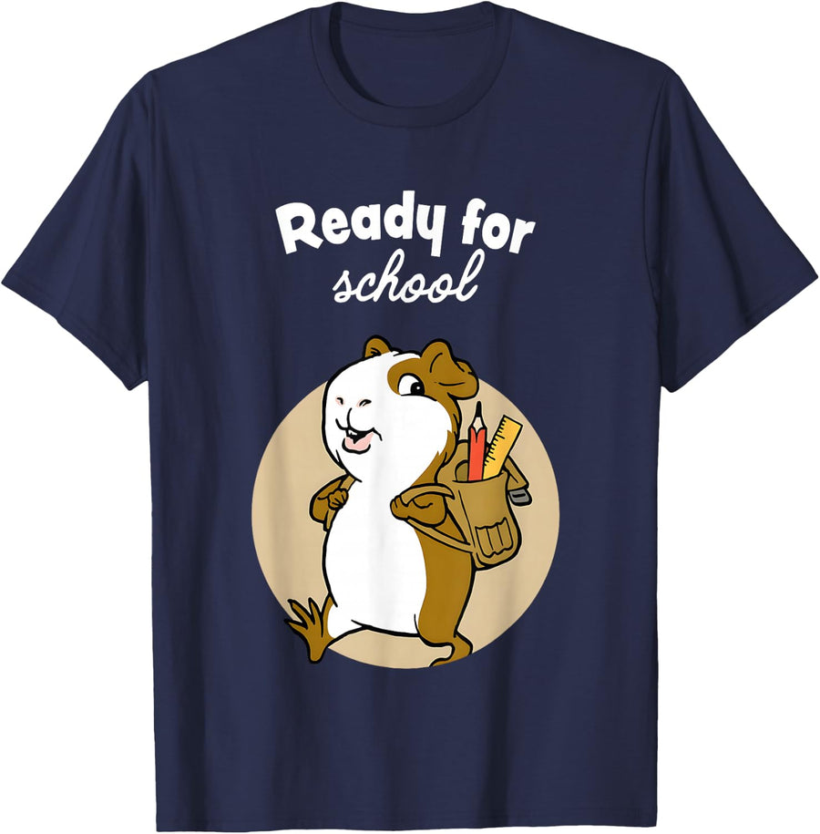 Guinea Pigs Ready for School T-Shirt - Navy Blue