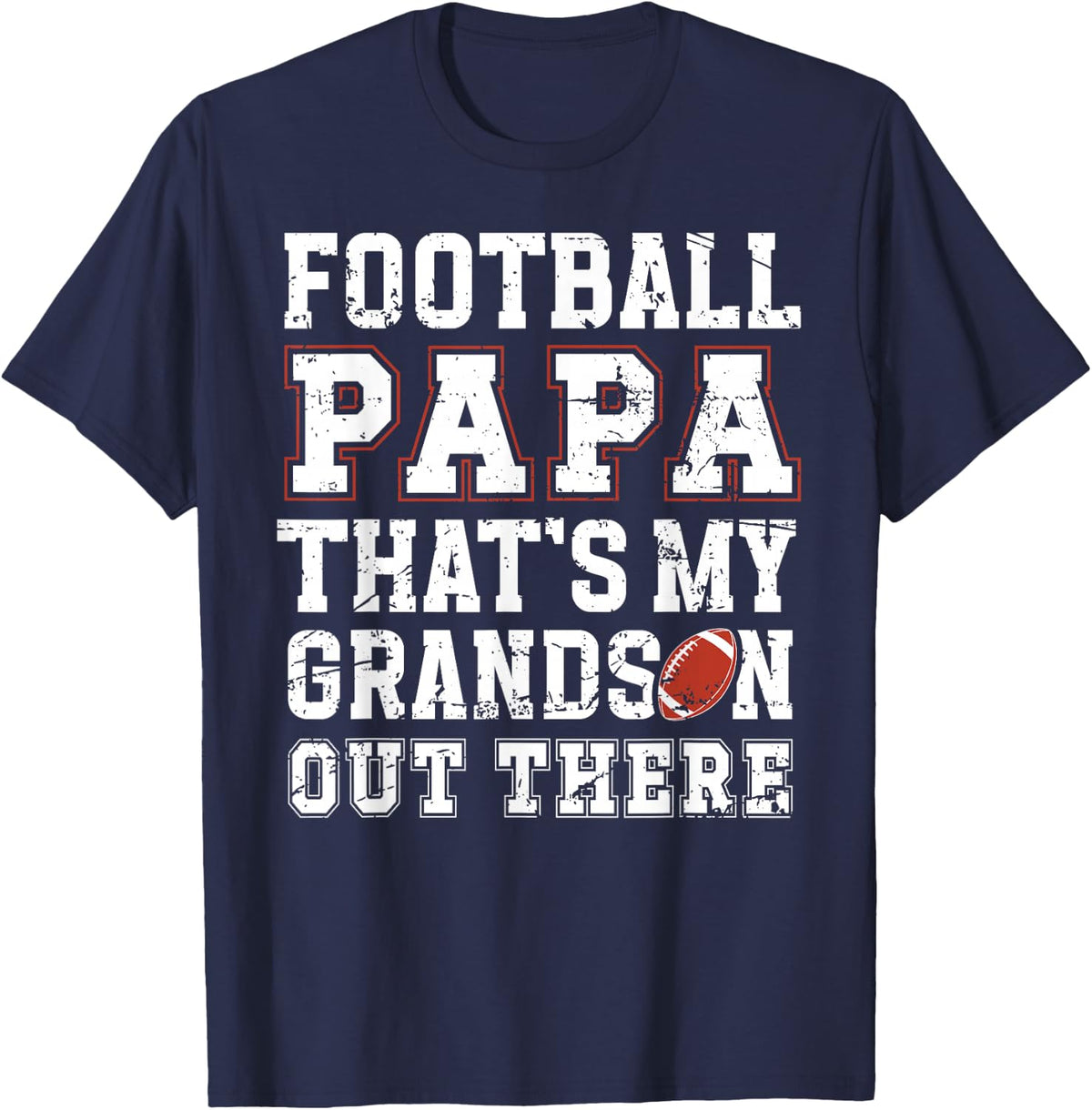 Proud Football Papa Of A Football Player Papa T-Shirt - Navy Blue