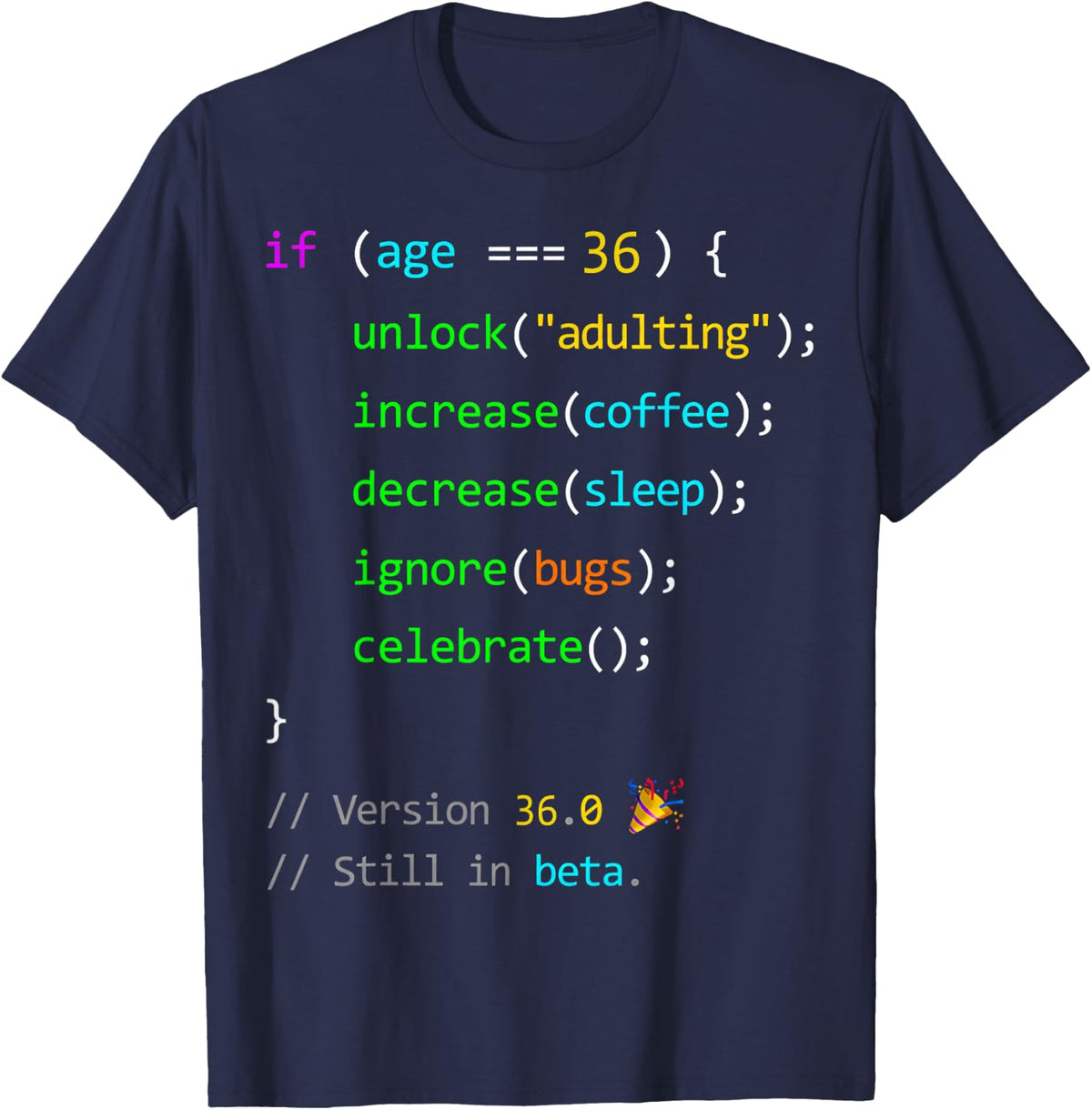 36th Birthday 36 Years Old Coder Humor Programmer Men T-Shirt - Navy Blue