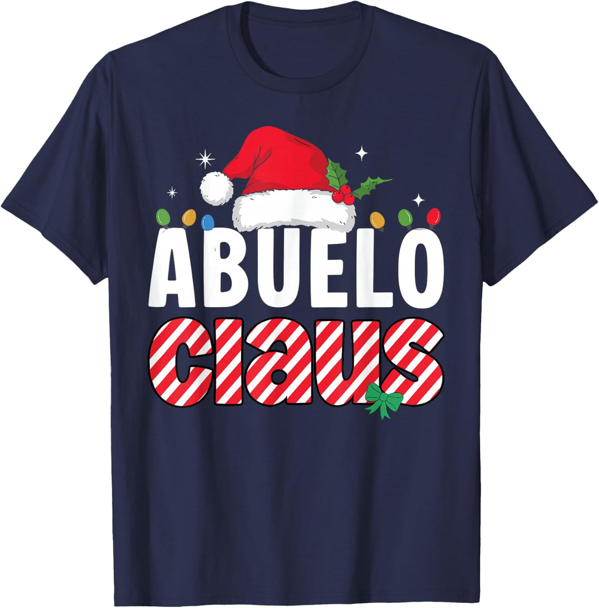 Abuelo Claus Funny Christmas Family Matching Pajamas T-Shirt - Navy Blue