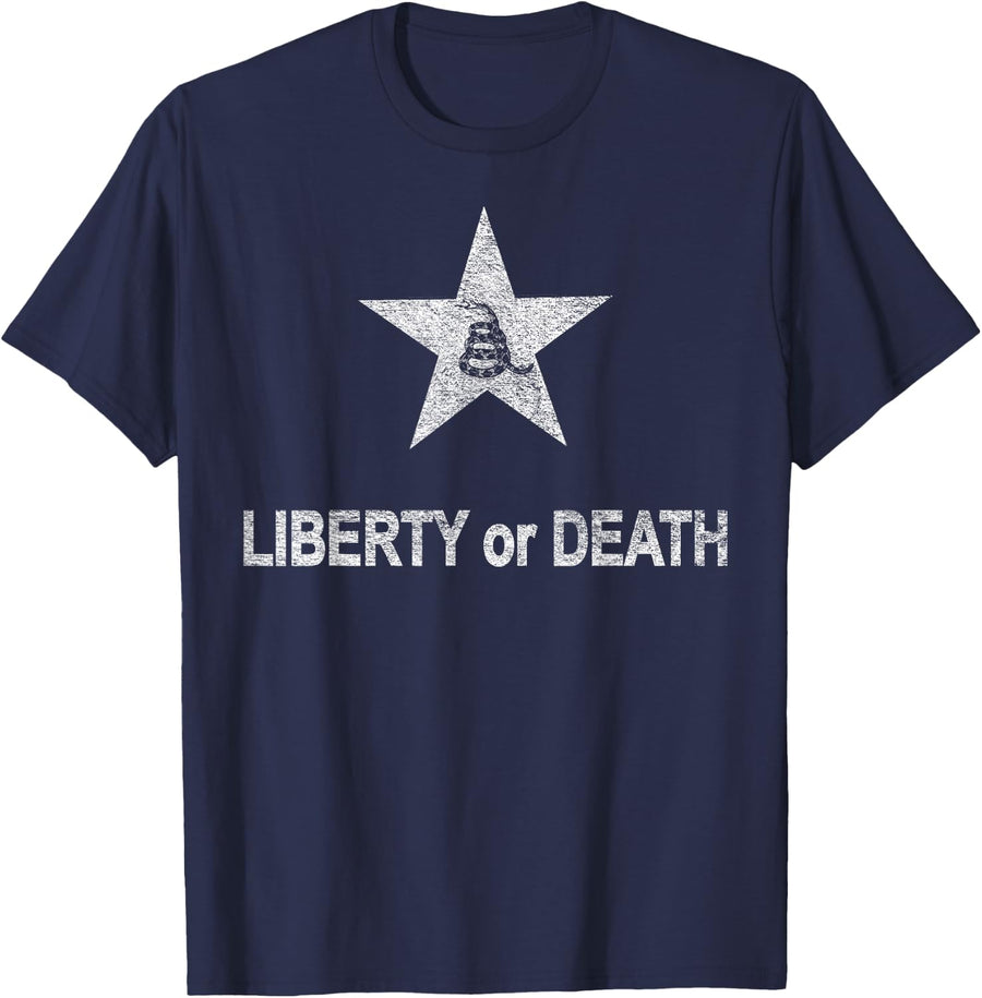 LIBERTY OR DEATH BATTALION FLAG GADSDEN SNAKE T-Shirt - Navy Blue
