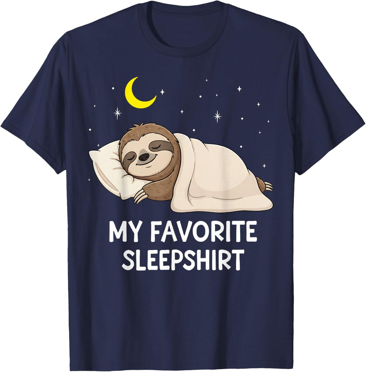 Funny Sloth Favorite Sleepshirt Pajama Zoo Boys Girls Kids T-Shirt - Navy Blue