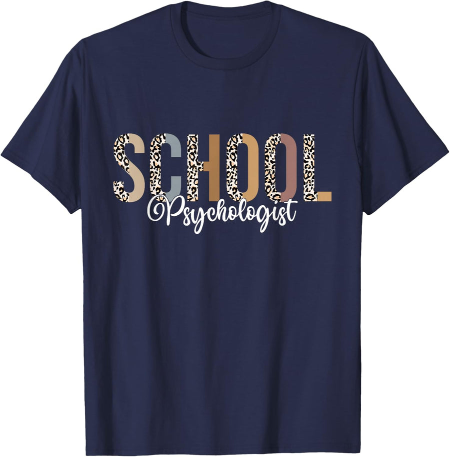 School Psychologist Teacher School Counselor Psychology T-Shirt - Navy Blue