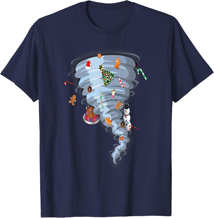 Christmas Tornado - New Year Storm - Scary Weather T-Shirt - Navy Blue