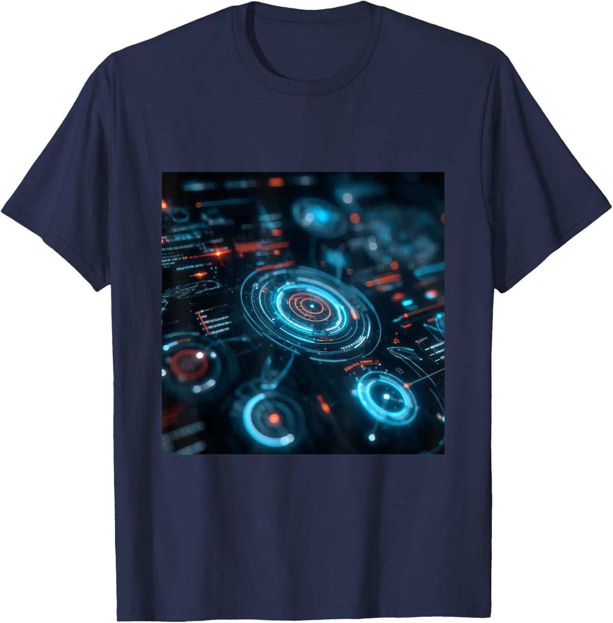 Futuristic Fi HUD Interface Cyberpunk Display T-Shirt - Navy Blue