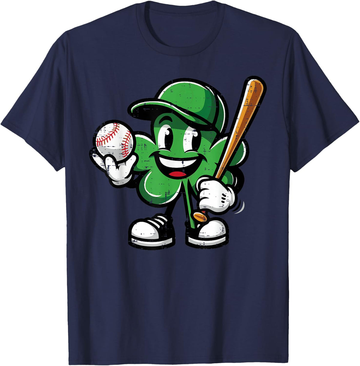 St Patricks Day Shamrock Baseball Saint Pattys Boys Kids Men T-Shirt - Navy Blue