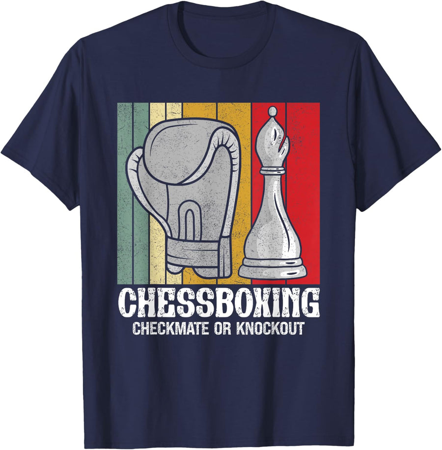 Chessboxing - Checkmate Or Knockout Chess Boxing T-Shirt - Navy Blue