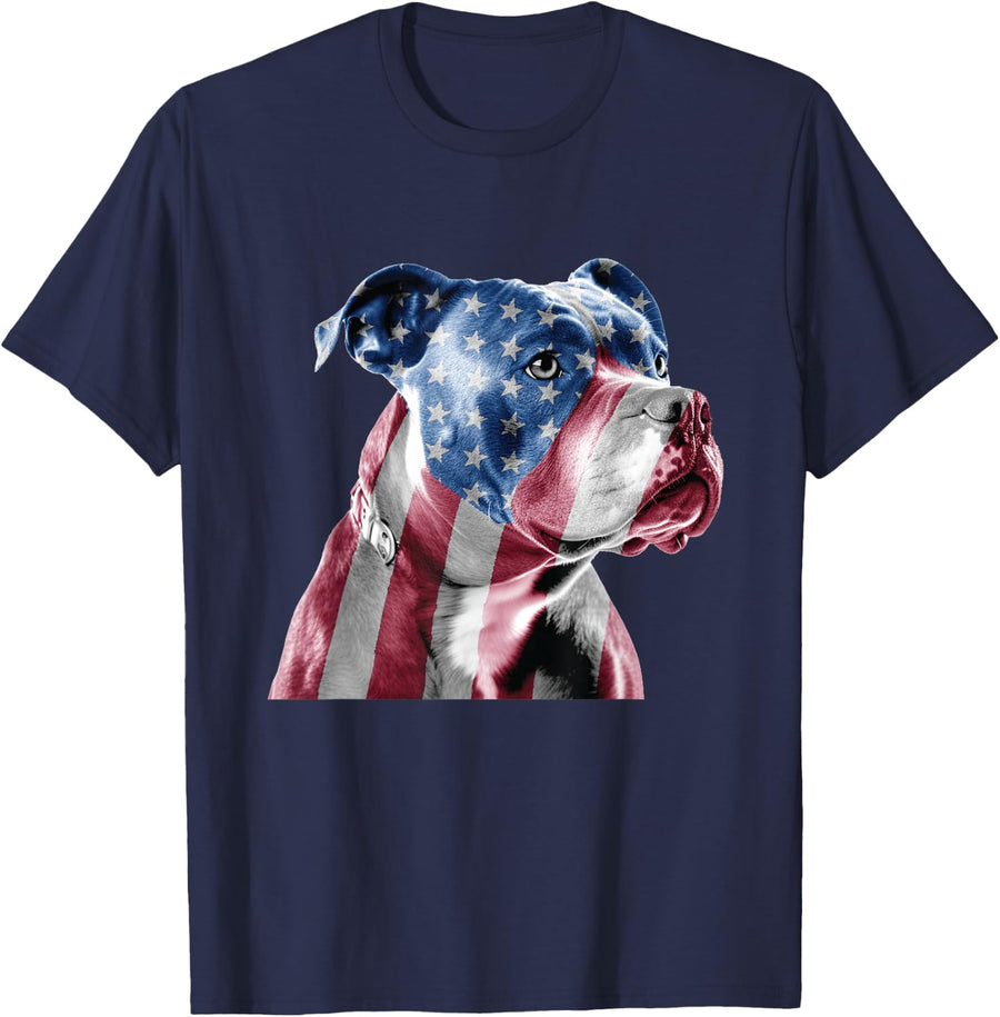 American Pitbull Terrier Dog Lover T-Shirt Tee for Pet Owner Animal Enthusiast - Navy Blue