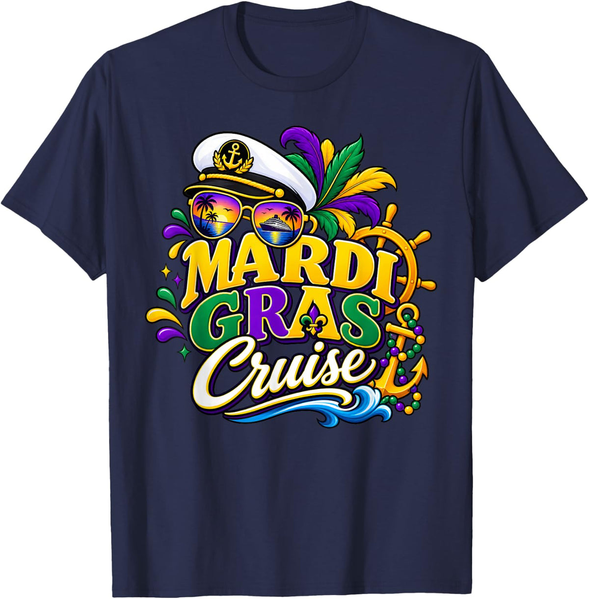 Mardi Gras Cruise 2027 Carnival New Orleans Family Vacation T-Shirt - Navy Blue