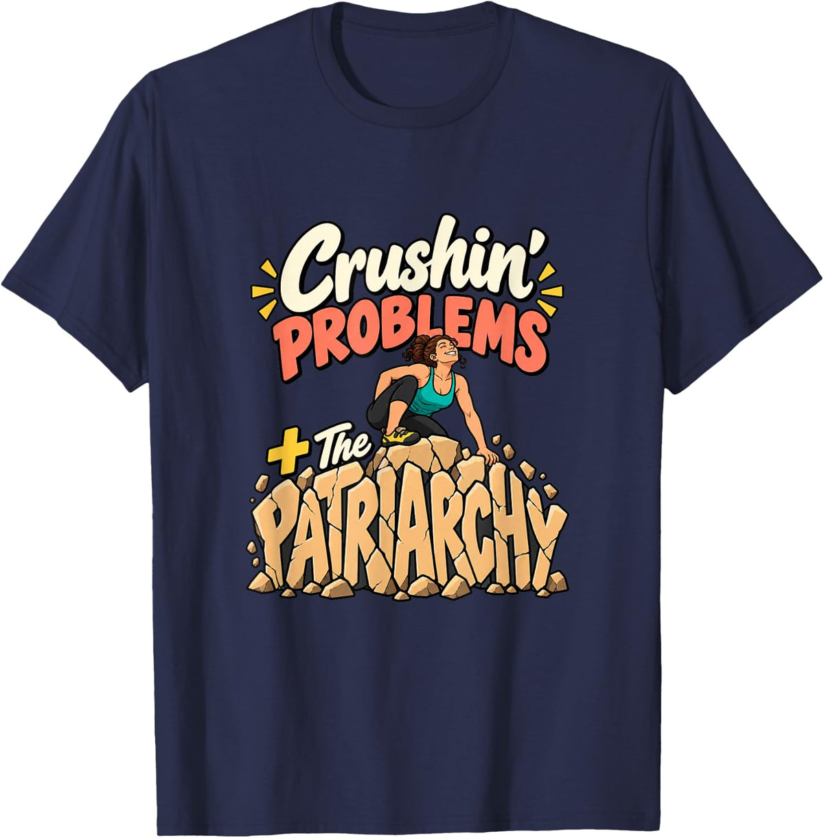 Women Rock Climbing Bouldering Women Empowerment Fans T-Shirt - Navy Blue
