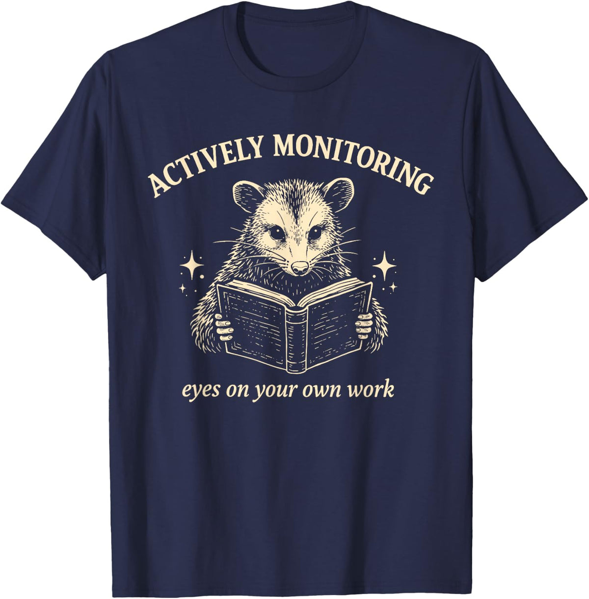 Actively Monitoring Teacher Test Day Opossum Testing Exam T-Shirt - Navy Blue