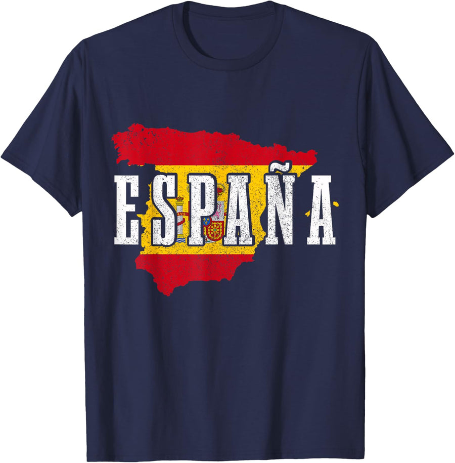 Espana Spain Map Pride Spanish Flag T-Shirt - Navy Blue