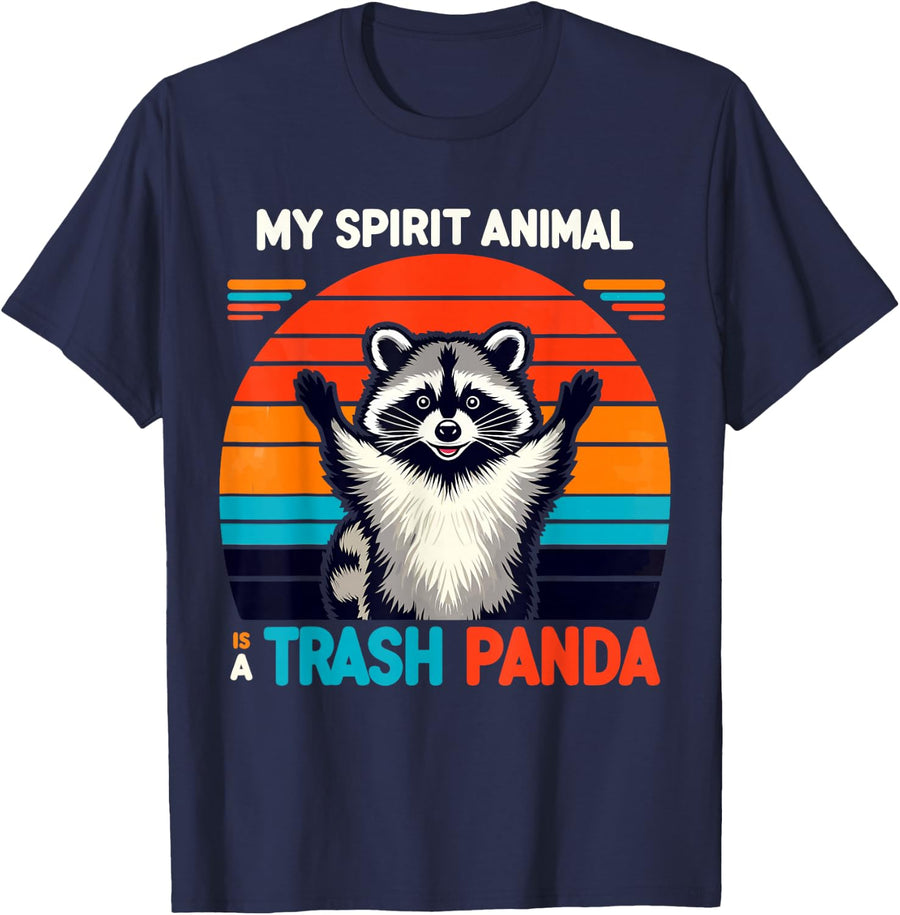 Funny Raccoon, My Spirit Animal Is A Trash Panda Funny Panda T-Shirt - Navy Blue