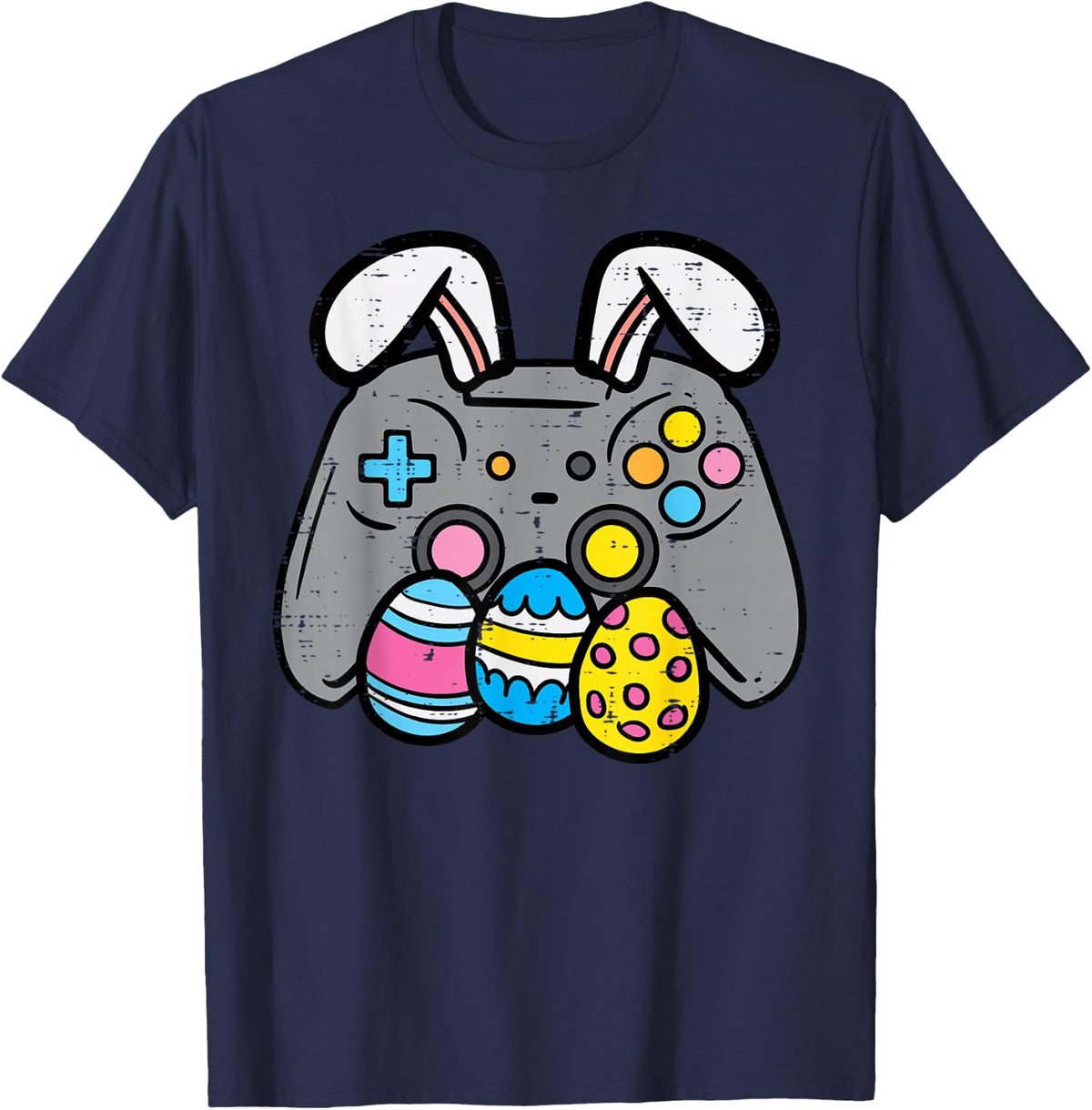 Easter Video Game Bunny Eggs Gaming Tees T Shirts for Men Boys Kids Teens Gamer - Navy Blue