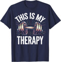 This Is My Therapy Weightlifting T-Shirt - Navy Blue
