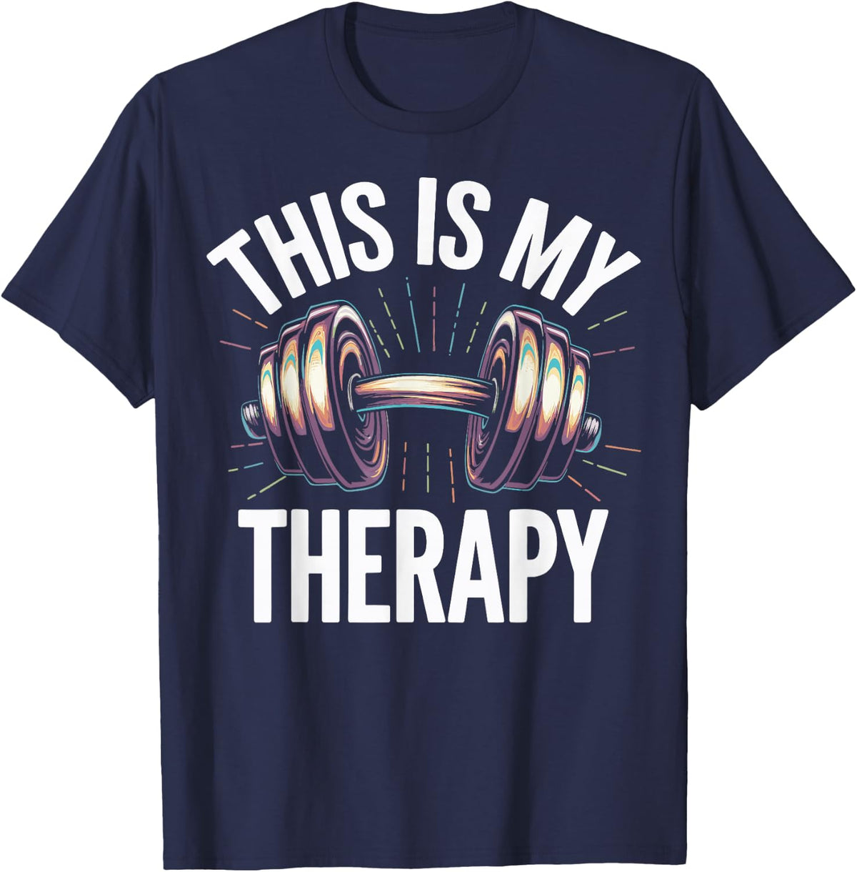 This Is My Therapy Weightlifting T-Shirt - Navy Blue