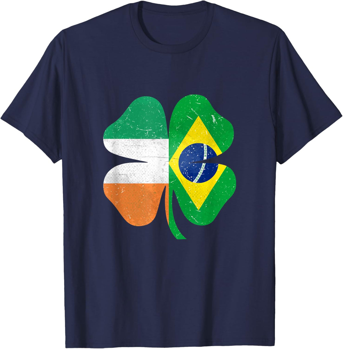 Brazilian Irish Shamrock Brazil Ireland St. Patrick's Day T-Shirt - Navy Blue
