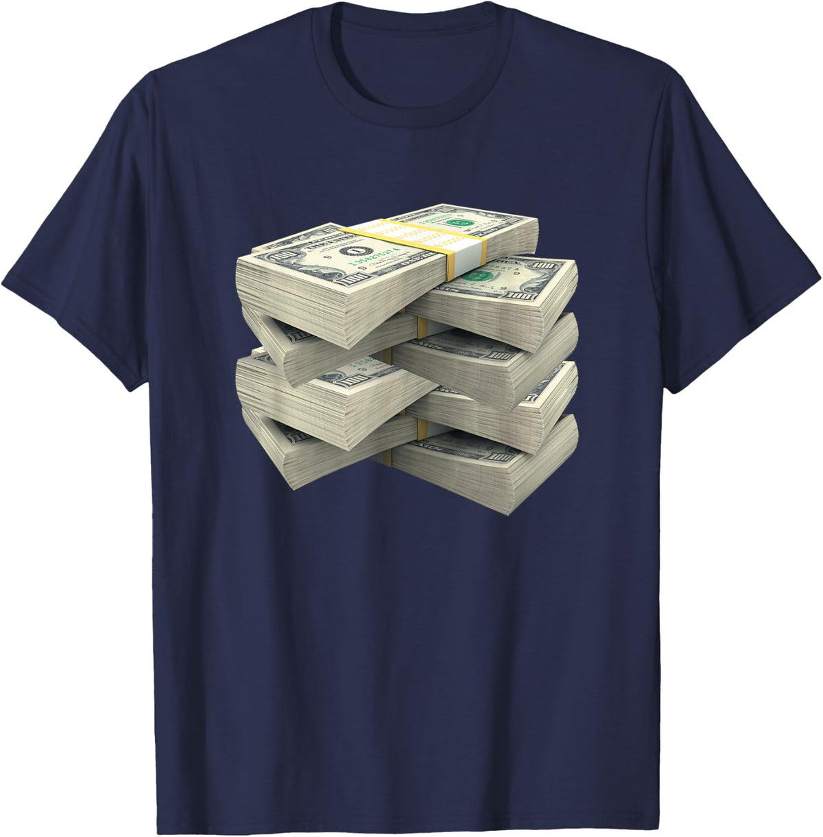 Stack of Money Funny Rich Entrepreneur Dollars Design Hustle T-Shirt - Navy Blue