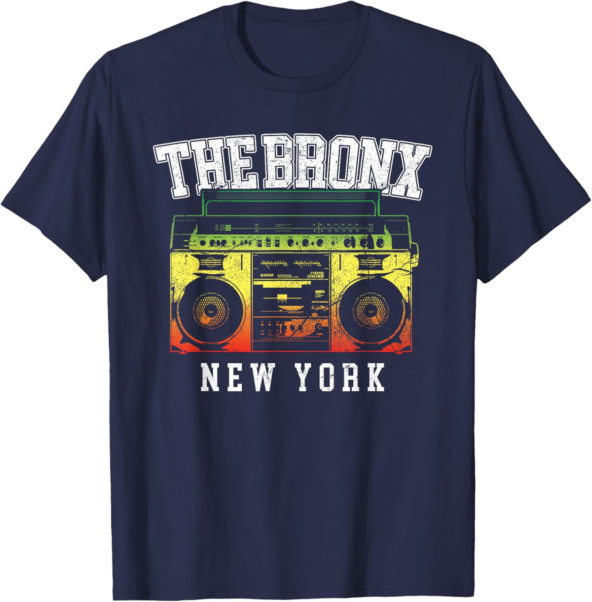 The Bronx New York - NYC Boombox - Old School Hip Hop T-Shirt - Navy Blue