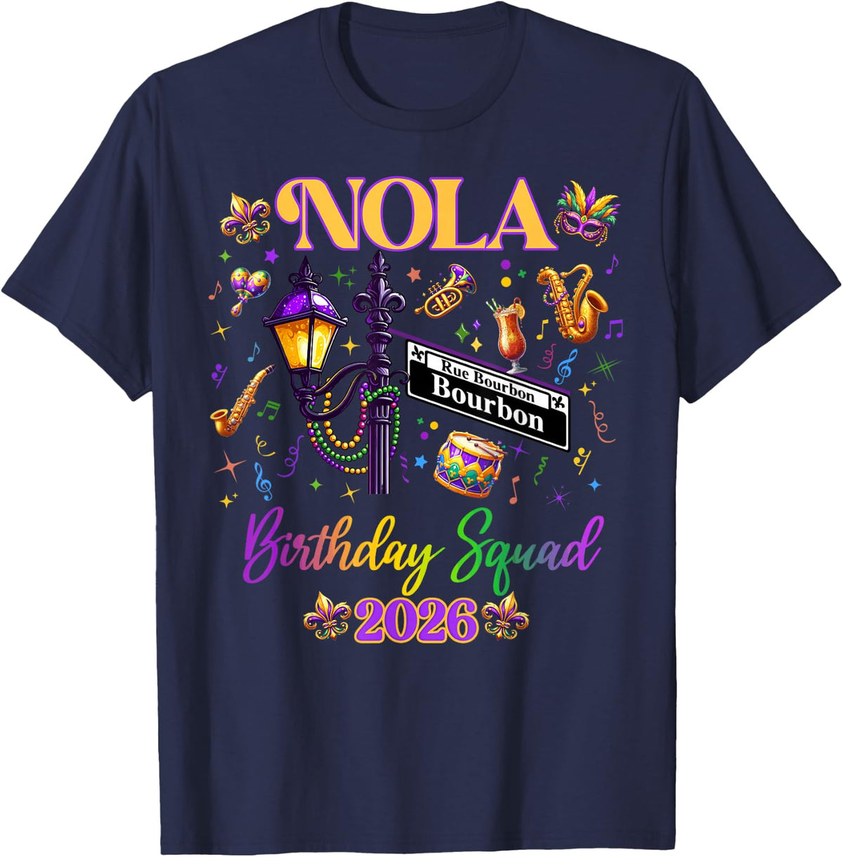 New Orleans Nola 2026 Girls' Birthday Bachelorette T-Shirt - Navy Blue