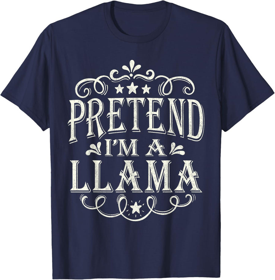 Pretend I'm A Llama Funny Halloween Party T-Shirt - Navy Blue