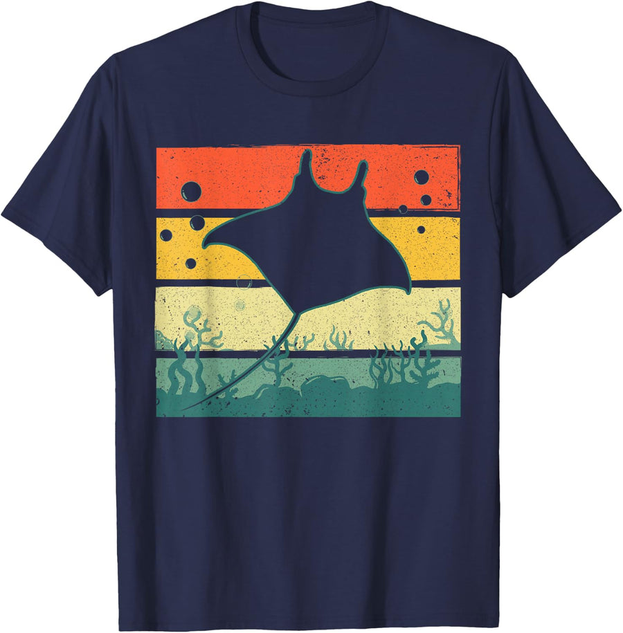 Funny Stingray Design For Men Women Kids Ocean Animal Lovers T-Shirt - Navy Blue