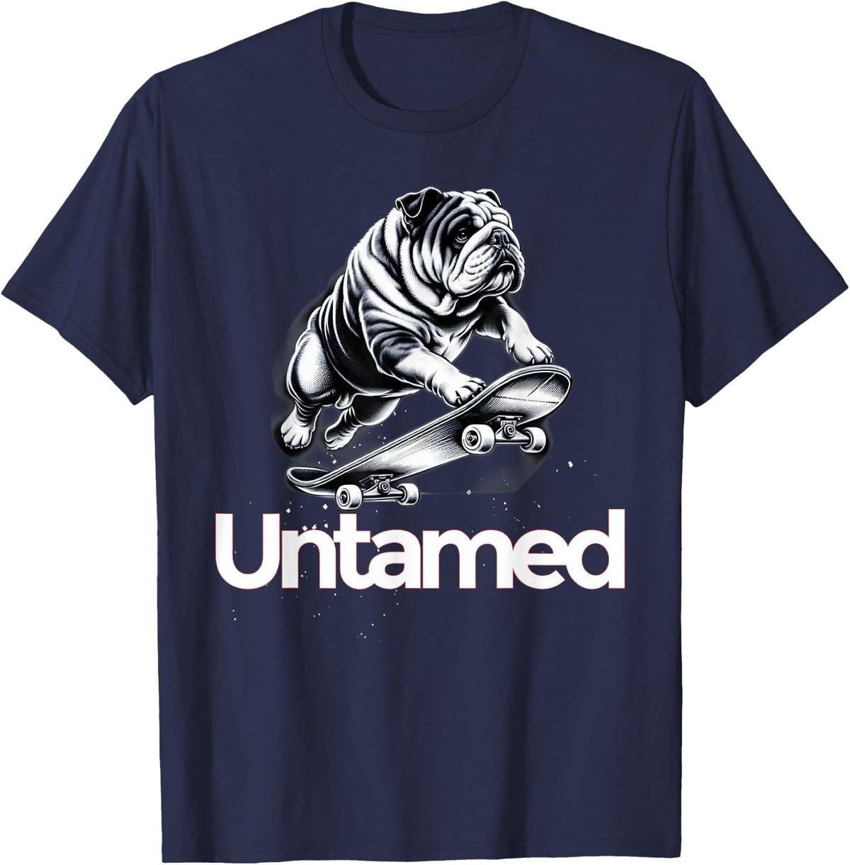 English Bulldog Untamed T-Shirt - Navy Blue