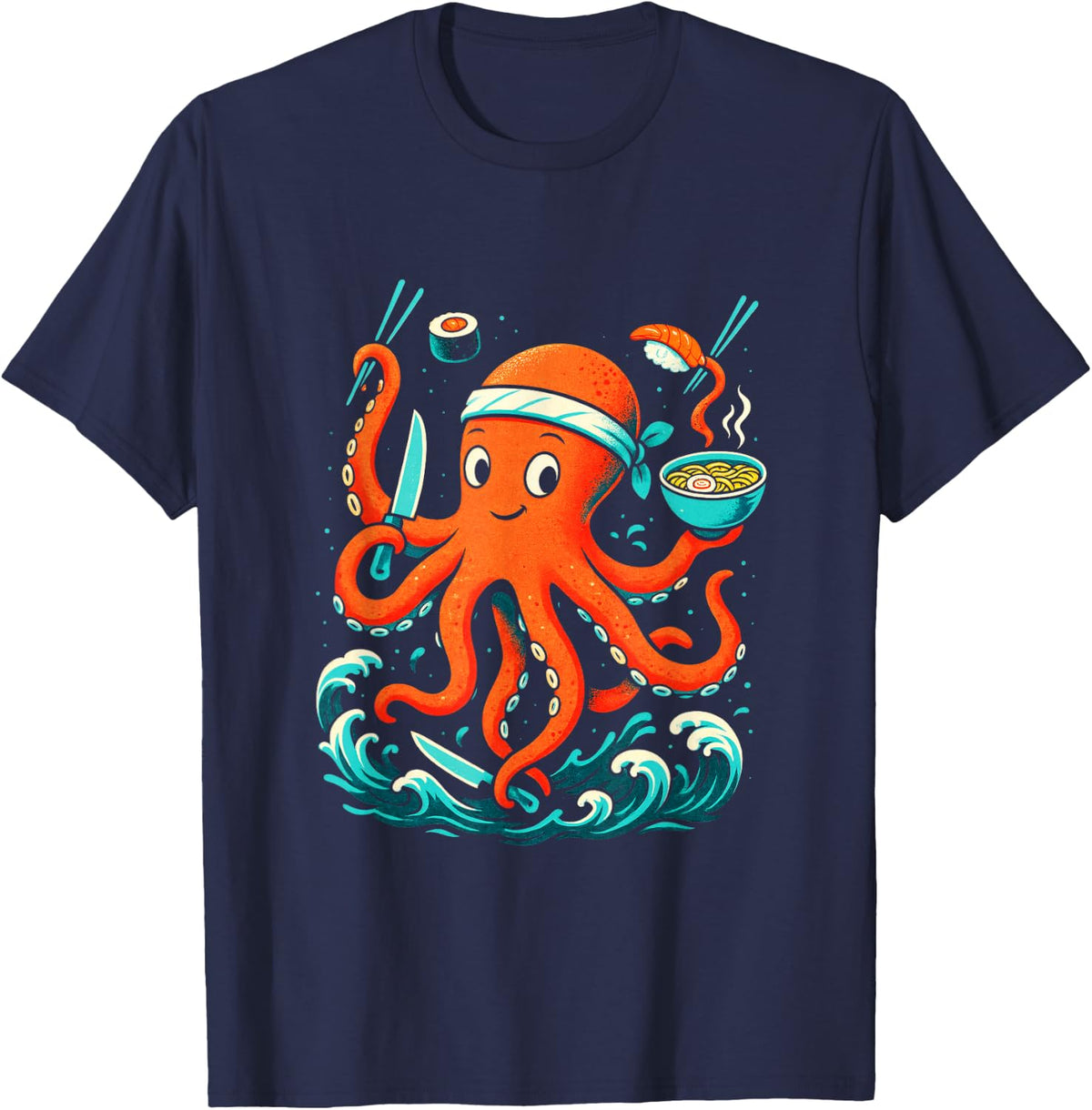 Octopus Chef - Funny Cooking Humor T-Shirt - Navy Blue