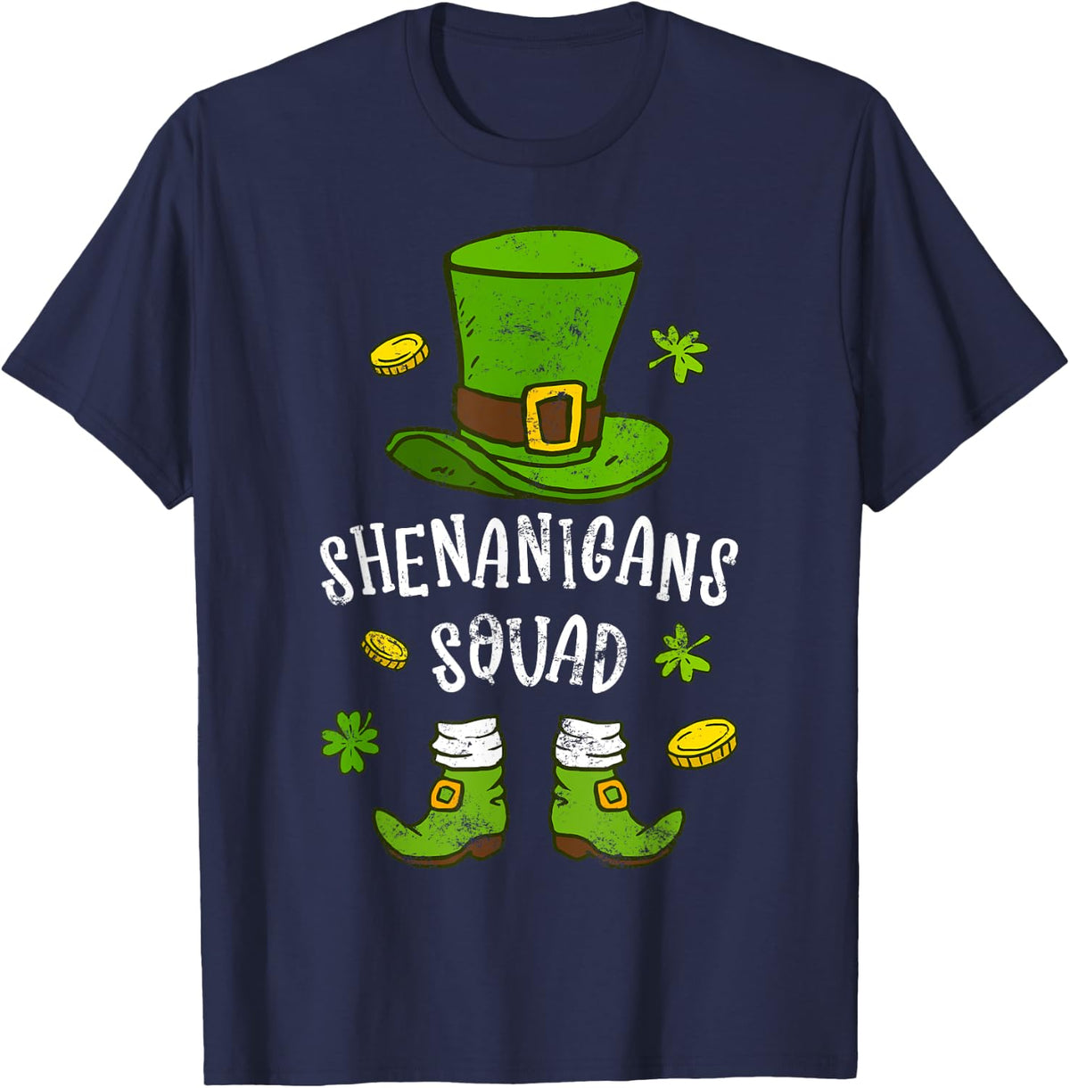 Funny St Patricks Day Leprechaun Shenanigans Squad T-Shirt - Navy Blue