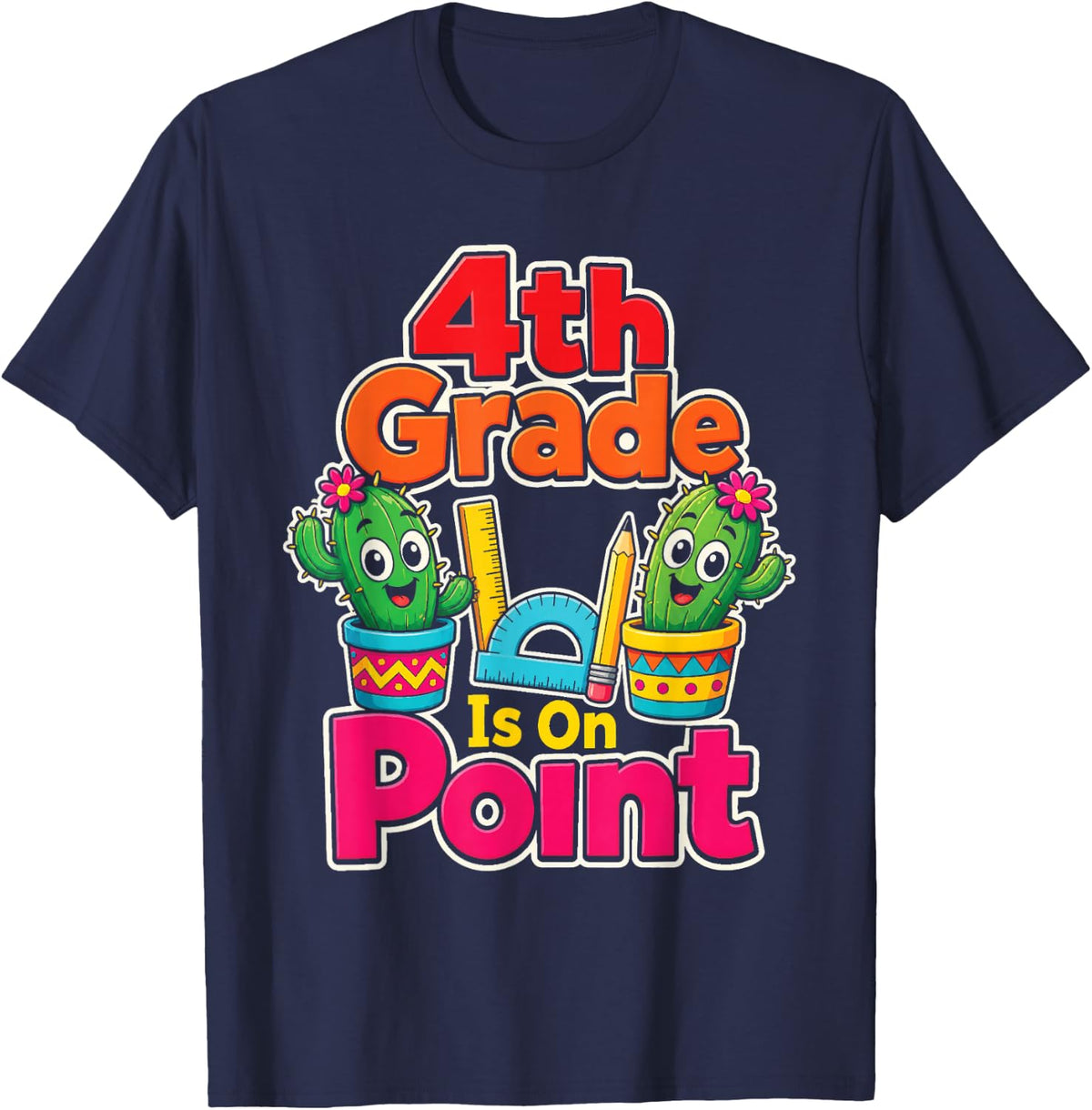4th Grade is On Point Ruler First Day of School T-Shirt - Navy Blue