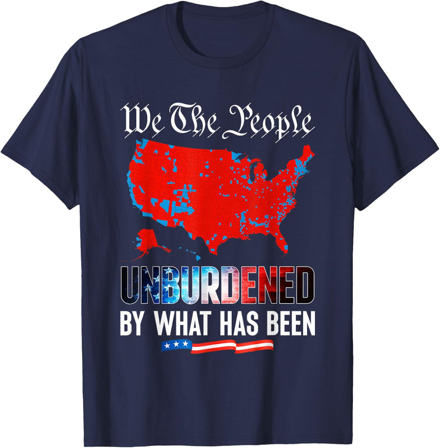2024 Trump Winner Election Map Unburdened By What Has Been T-Shirt - Navy Blue