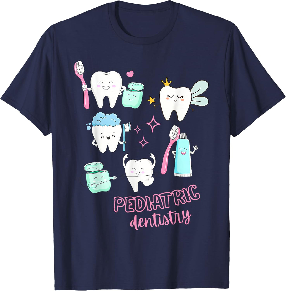 Cute Teeth Pediatric Dentistry Dental Hygienist Dental Squad T-Shirt - Navy Blue