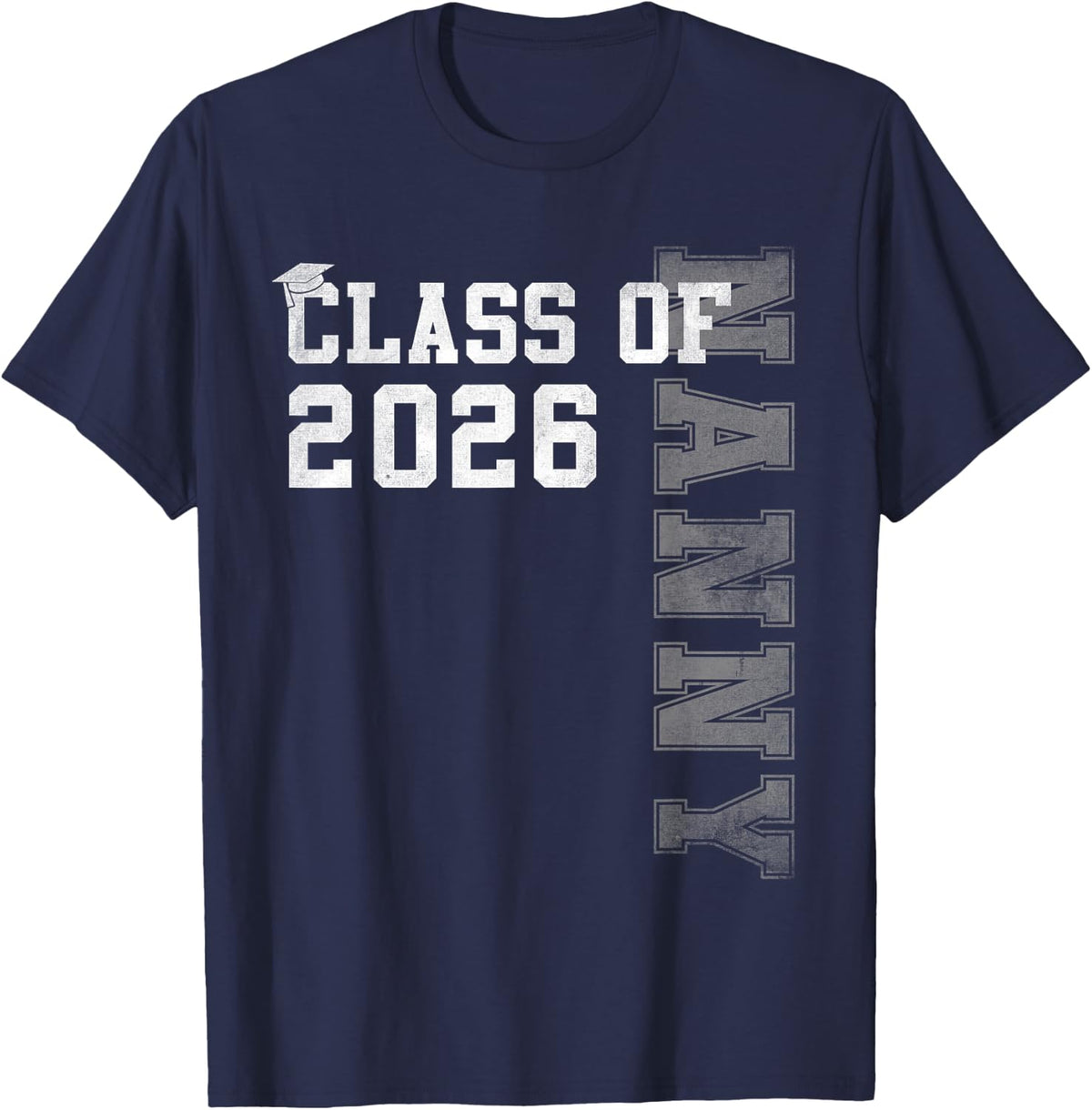 Proud Nanny Of A 2026 Graduate Grad Senior Graduation T-Shirt - Navy Blue