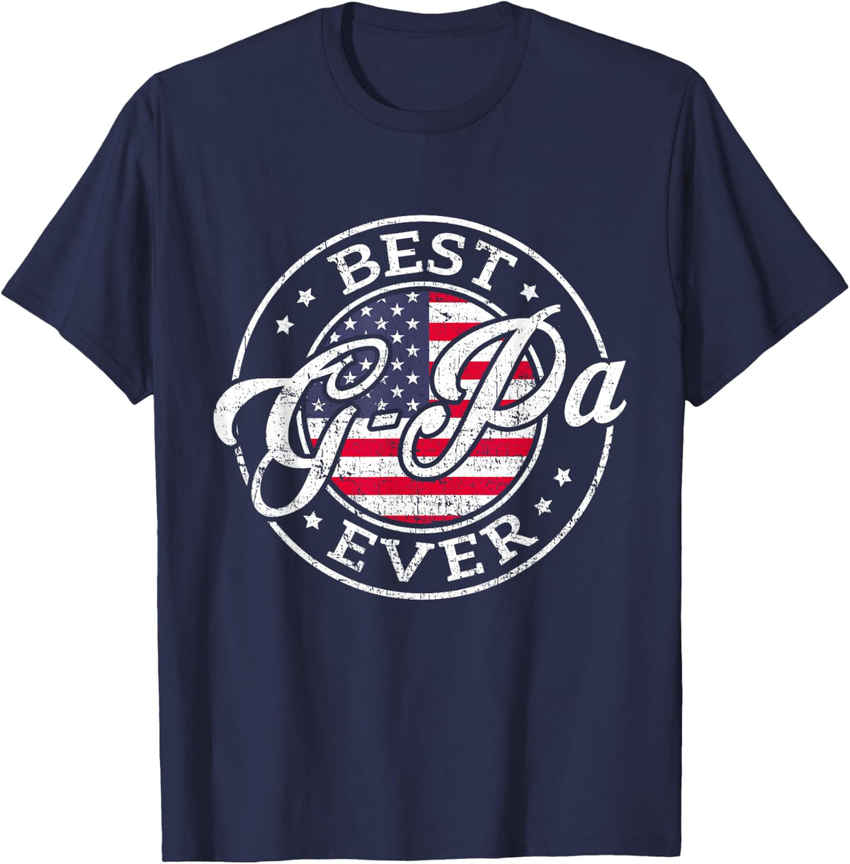 Best G-Pa Ever USA Flag Fathers Day Family T-Shirt - Navy Blue