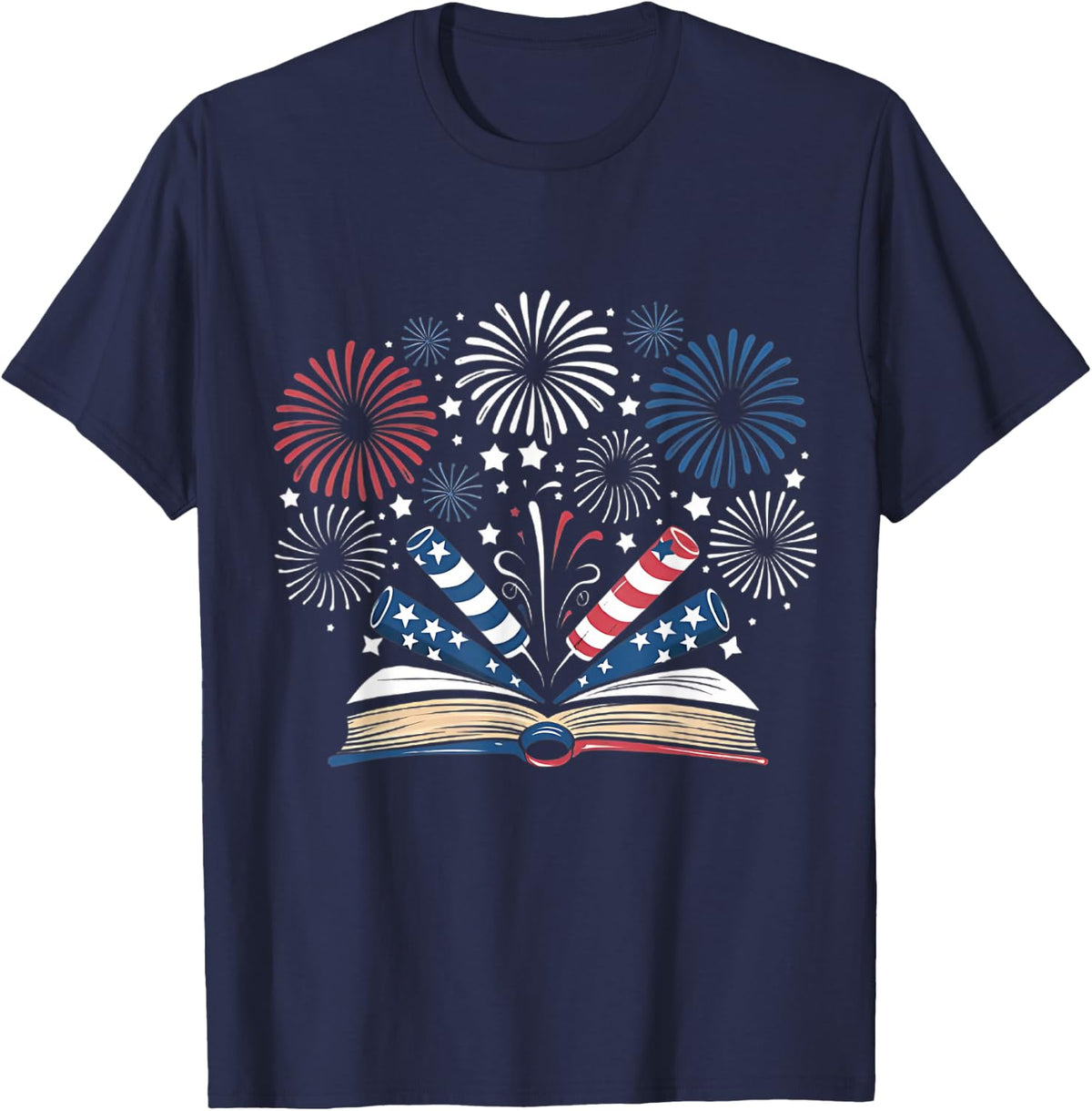 Librarian 4th July Book lover bookworm patriotic books T-Shirt - Navy Blue