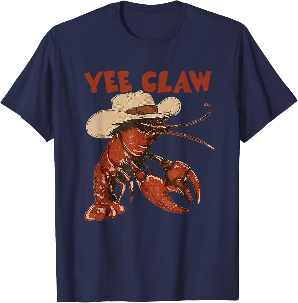 Yee Claw Funny Vintage Crawfish Boil Cajun Seafood Festival T-Shirt - Navy Blue
