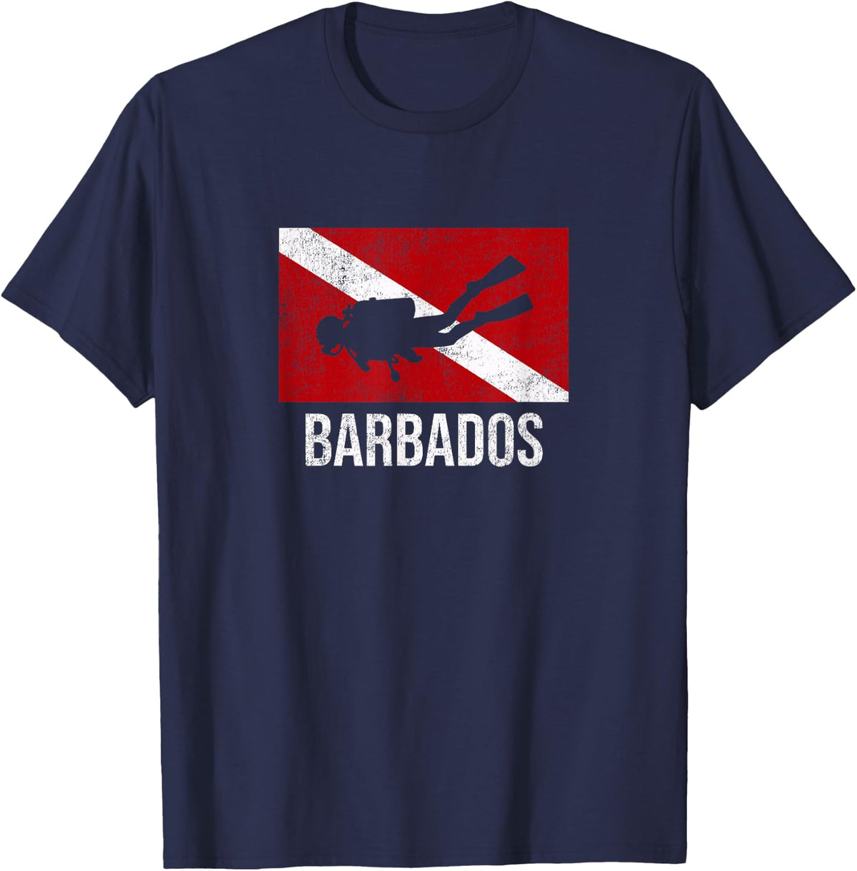Barbados Scuba Diving Diver Dive Flag Gift T-Shirt - Navy Blue
