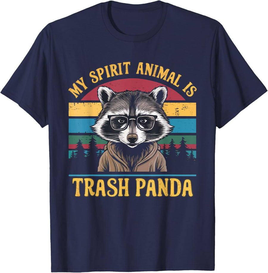 Trash Panda Shirt My Spirit Animal Is A Raccoon Tee Funny Racoon T-Shirt - Navy Blue