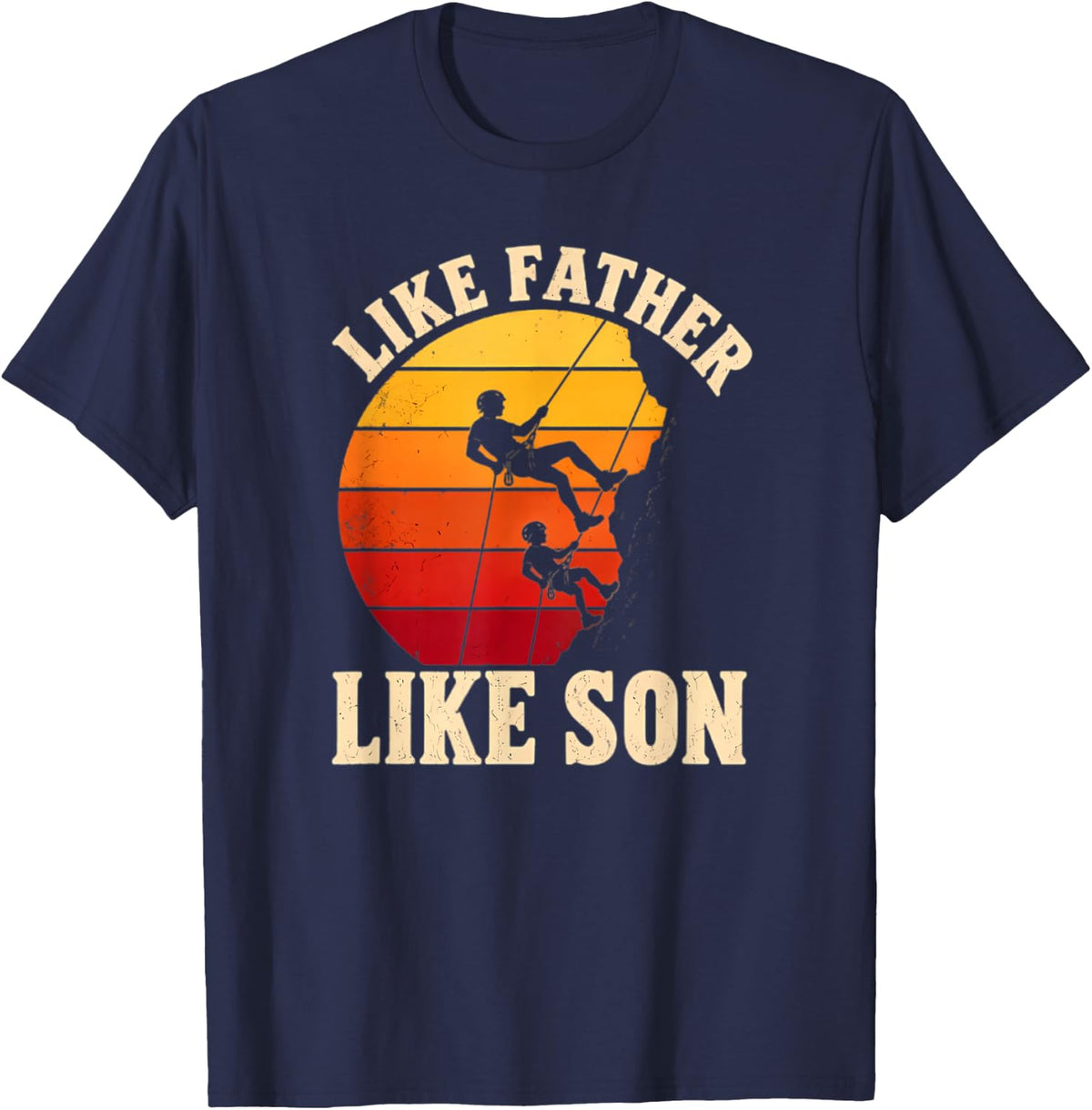 Like Father Like Son Rappelling Rock Climbing Adventure T-Shirt - Navy Blue