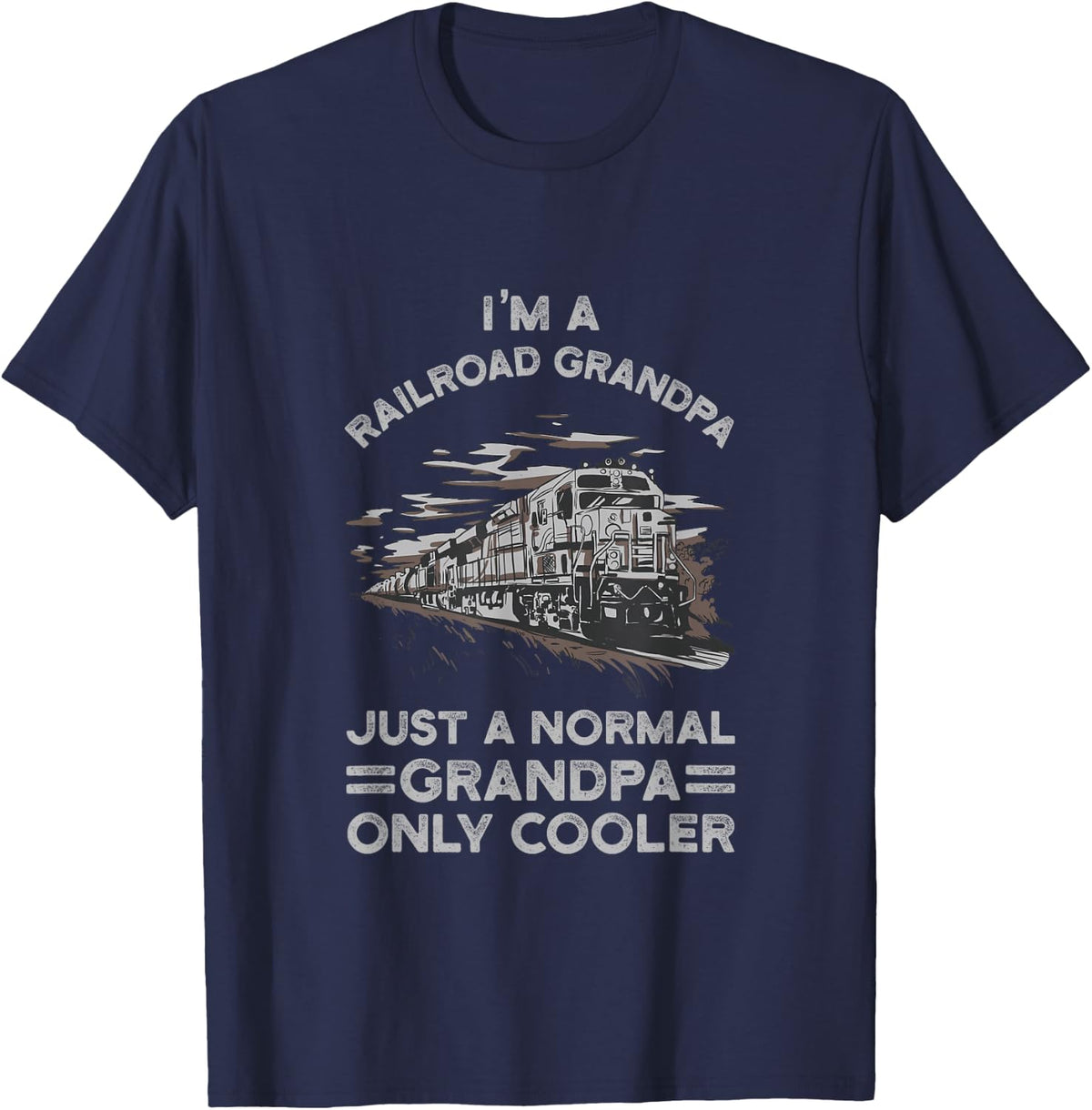 Railroad Railroad Grandpa Railway Worker Cool Grandpa Train T-Shirt - Navy Blue