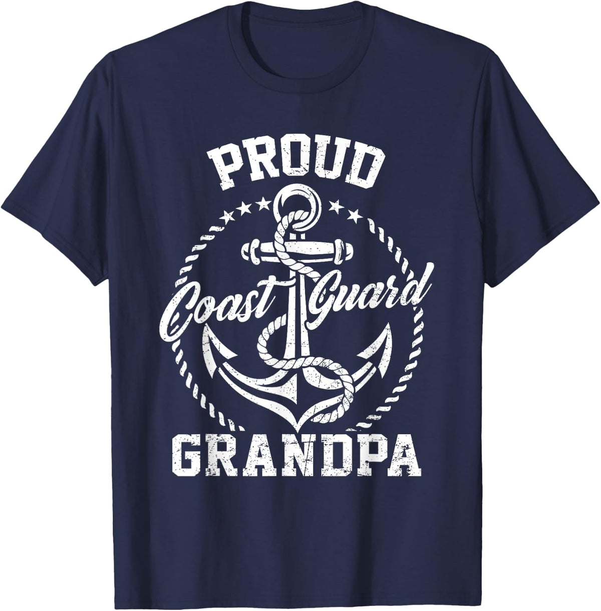 Proud Coast Guard Grandpa USCG Coastie Family Matching T-Shirt - Navy Blue