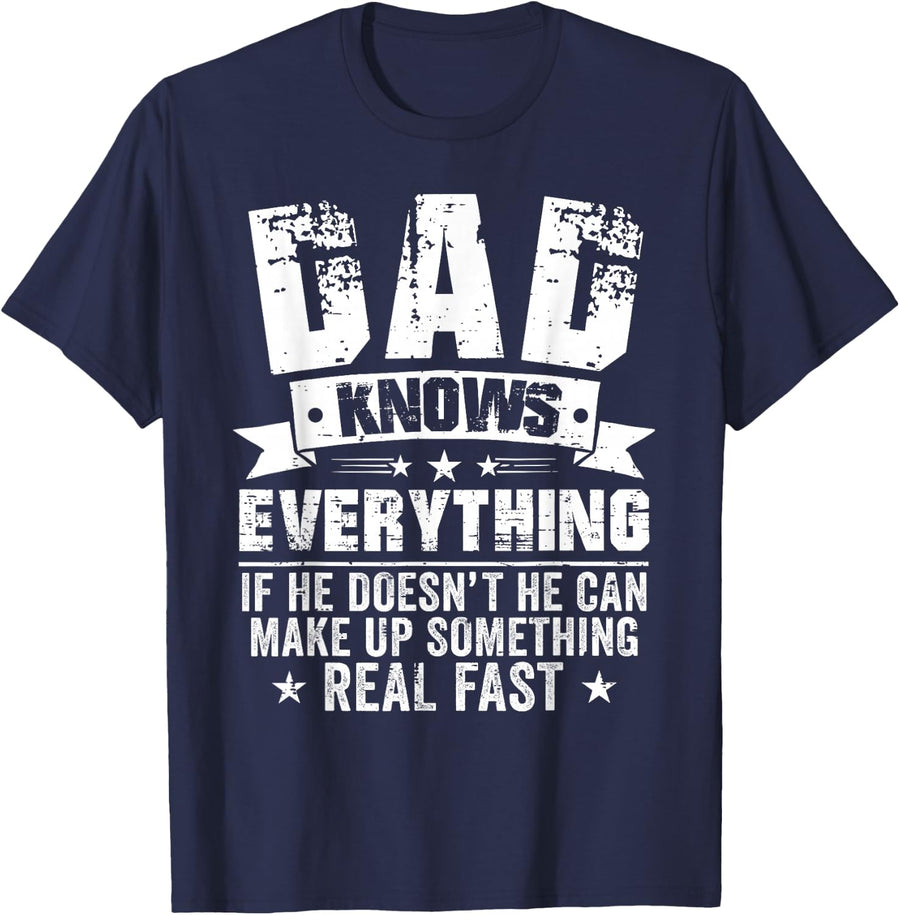Funny Dad Knows Everything Vintage Father's Day Men T-Shirt - Navy Blue