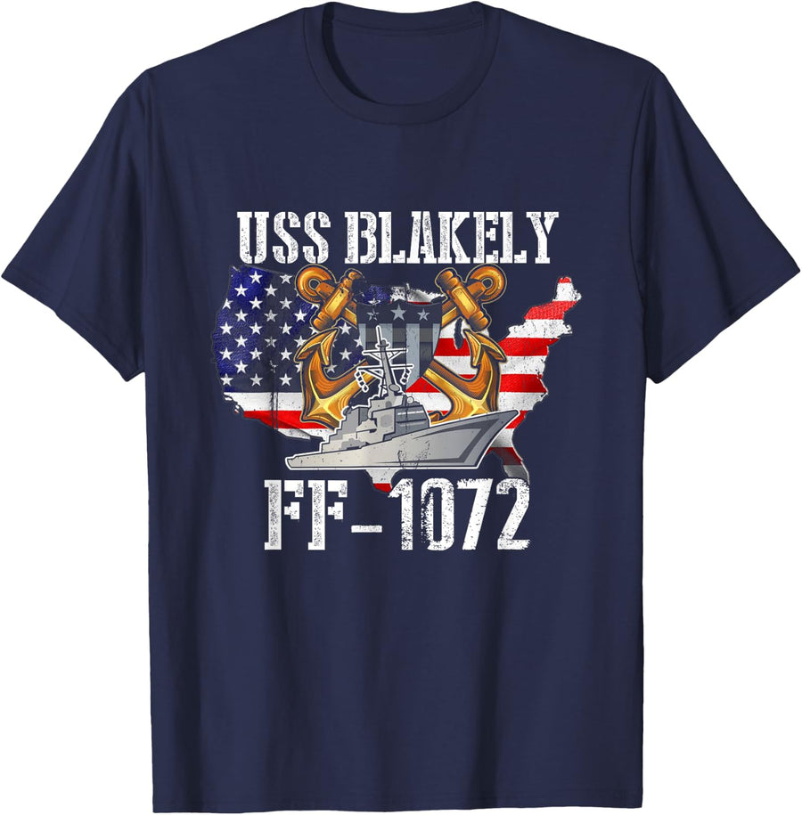 USS Blakely FF-1072 Frigate Veterans Son Father Grandpa Dad T-Shirt - Navy Blue