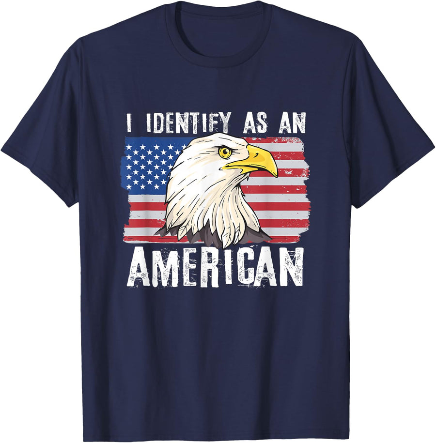 I Identify As An American Proud US American T-Shirt - Navy Blue