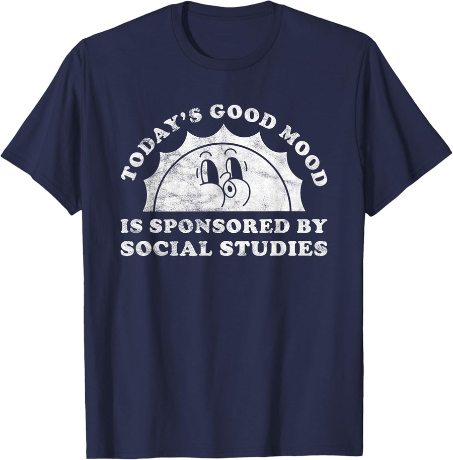 Funny Cute Retro Vintage Social Studies T-Shirt - Navy Blue