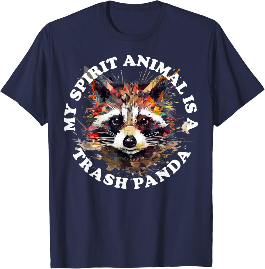 My Spirit Animal Is A Trash Panda Tees T-Shirt Funny Raccoon Lover Gift Tee For Men Women - Navy Blue