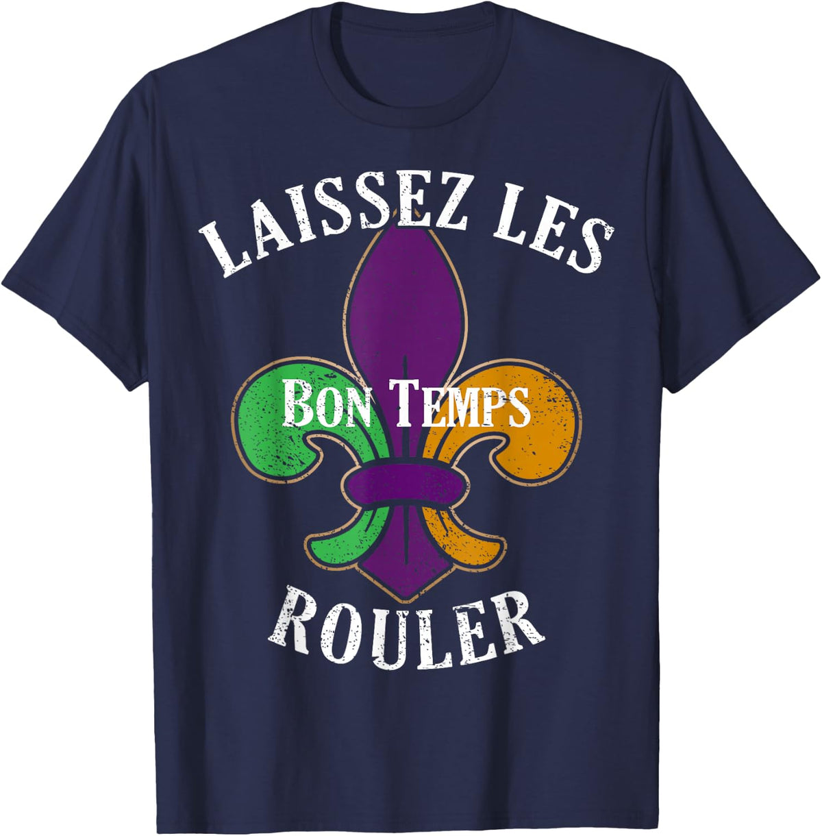 Laissez les bon temps rouler mardi gras fleur de lis T-Shirt - Navy Blue
